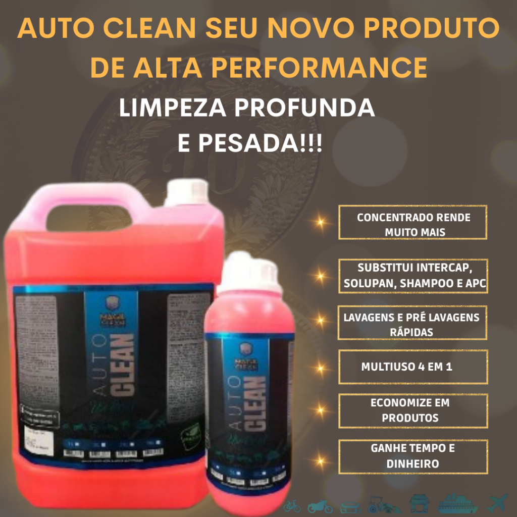 Auto Clean 5 L Concentrado Desengraxante Shampoo Multiuso Limpeza ...
