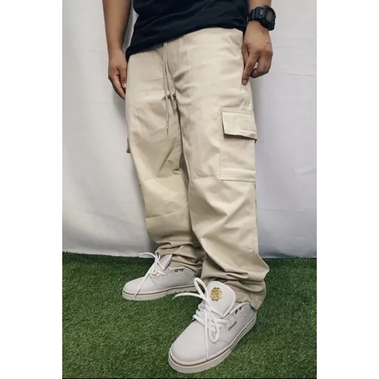 Calça Cargo Larga Várias Cores Masculina Skate Sarja Cordão de Ajuste