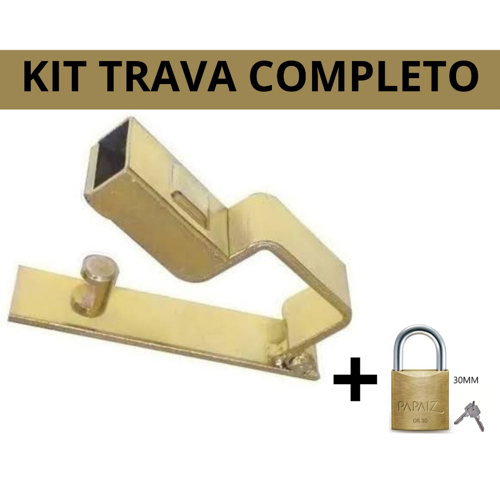 Kit Trava Portão Completo Cadeado Com 2 Chaves | Shopee Brasil