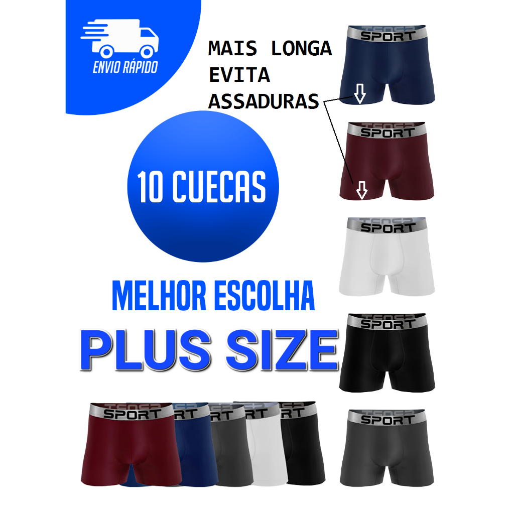 Cueca Plus Size Boxer 10 unidades | Shopee Brasil