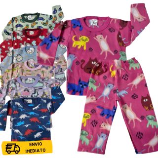 Pijama de Soft Infantil 1 ao 16 Anos Frio Inverno