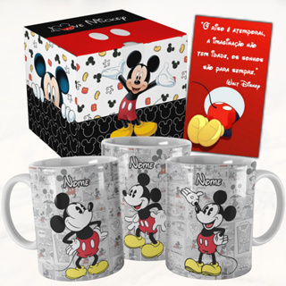 Caneca Mickey Gibi Vintage Personalizada com Nome e Embalagem Presenteável Modelo Vcf