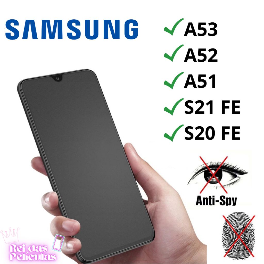 Película Cerâmica Hidrogel Fosca Privacidade 9d P/ Samsung Galaxy A53 / A52 / A51 / S21 Fe / S20 Fe Premium Film Ceramic Matte Antispy Pronta Entrega