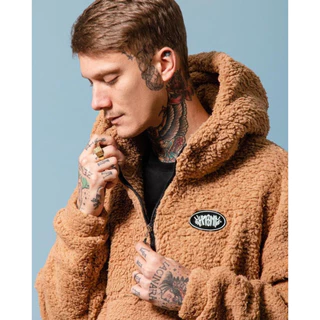 Blusa Moletom Masculina Canguru com Capuz Sherpa Bem Quentinho Inverno Chronic Origina Marrom 004