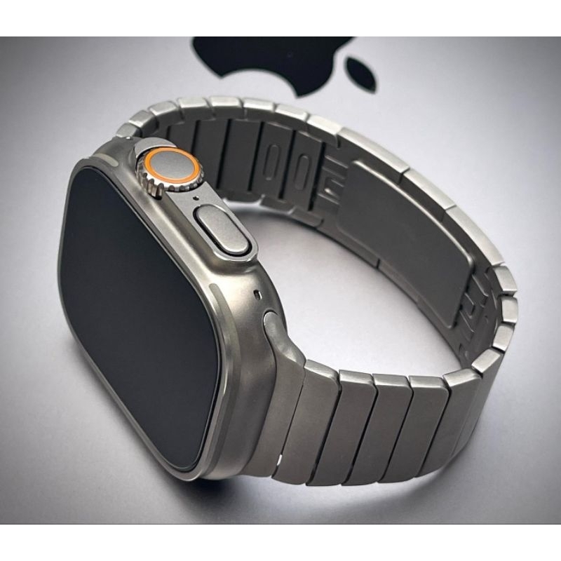 Pulseira exclusiva STEEL TITANIUM compatível com Apple watch Ultra 8 IWO HW.