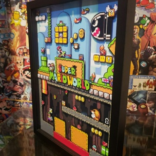 Oficina de quadros - Quadro diorama Mario bros 3D Peça única