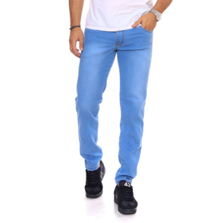 Calça Jeans Masculina Skinny Délavé Clara Básica Power Men Tendência Tradicional Clássica