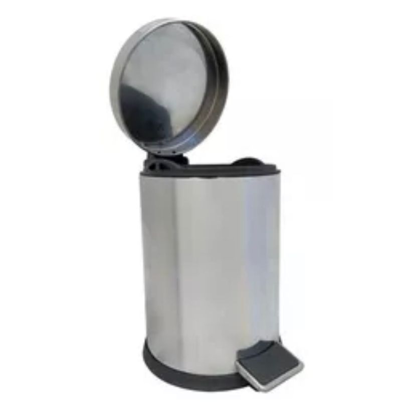 Lixeira 12 Litros Aço Inox Brilhante C/ Pedal Cesto removivel