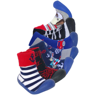 Meia Infantil com Sola Emborracha Cheiro de Bebê Masculino Menino Antiderrapante