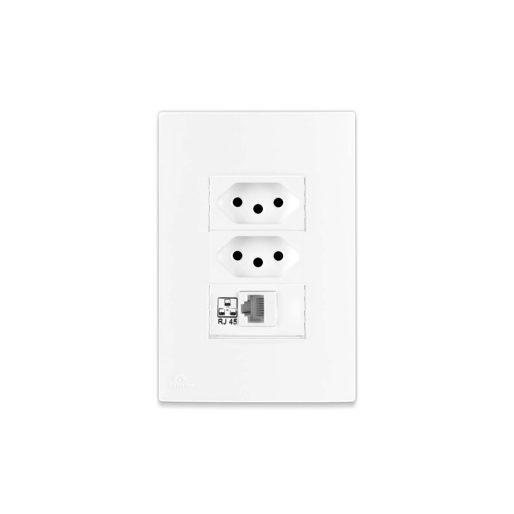 Conjunto 1 Tomada Dupla 10a + 1 Modulo rj45