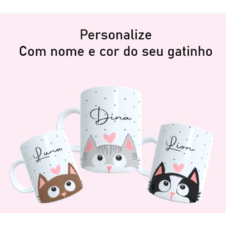 Caneca gatinho fofo personalizada com nome gato