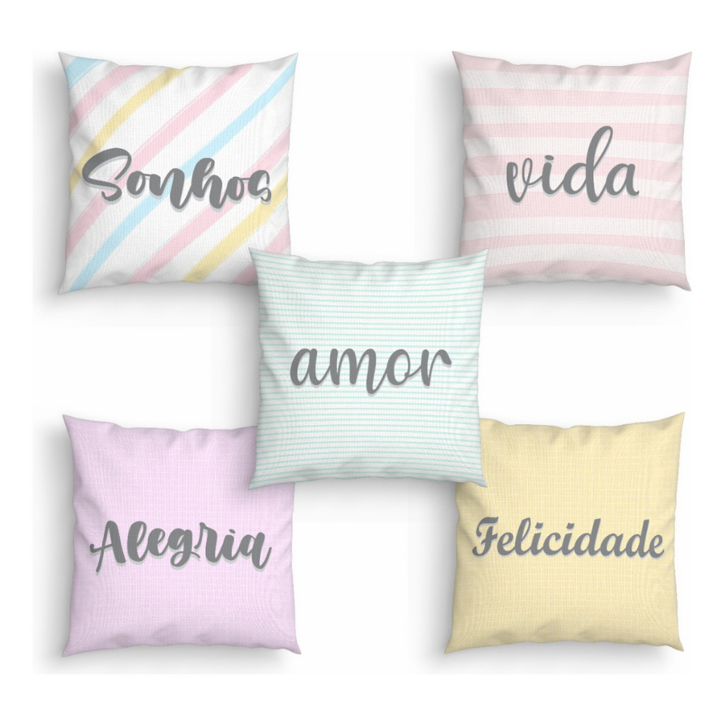 10 Mini Almofadas Decorativas Amor Palavras 20 x 20cm | Shopee Brasil