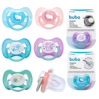 Chupeta Silicone Bebê Comfort 0-6 meses Silicone Ultra Soft com Tampa Protetora Tamanho 1 Buba