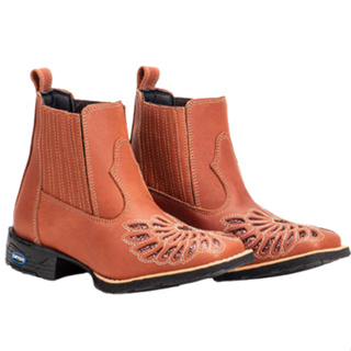 Botina Moda Country Feminina em Couro Legitimo