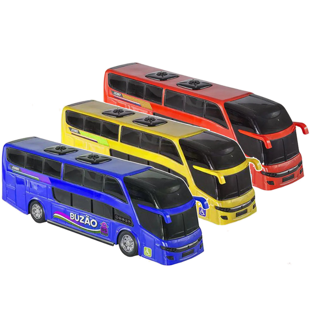 Lion's Star O404 SHD ミニバス 3台セット Kit 3 Mine Ônibus Buzão 25cm Verde/Amarelo/Vermelho/Azul/Branco