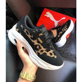 Tenis Puma Plataforma Femmy Femenino Oncinha e Preto 34 ao 39