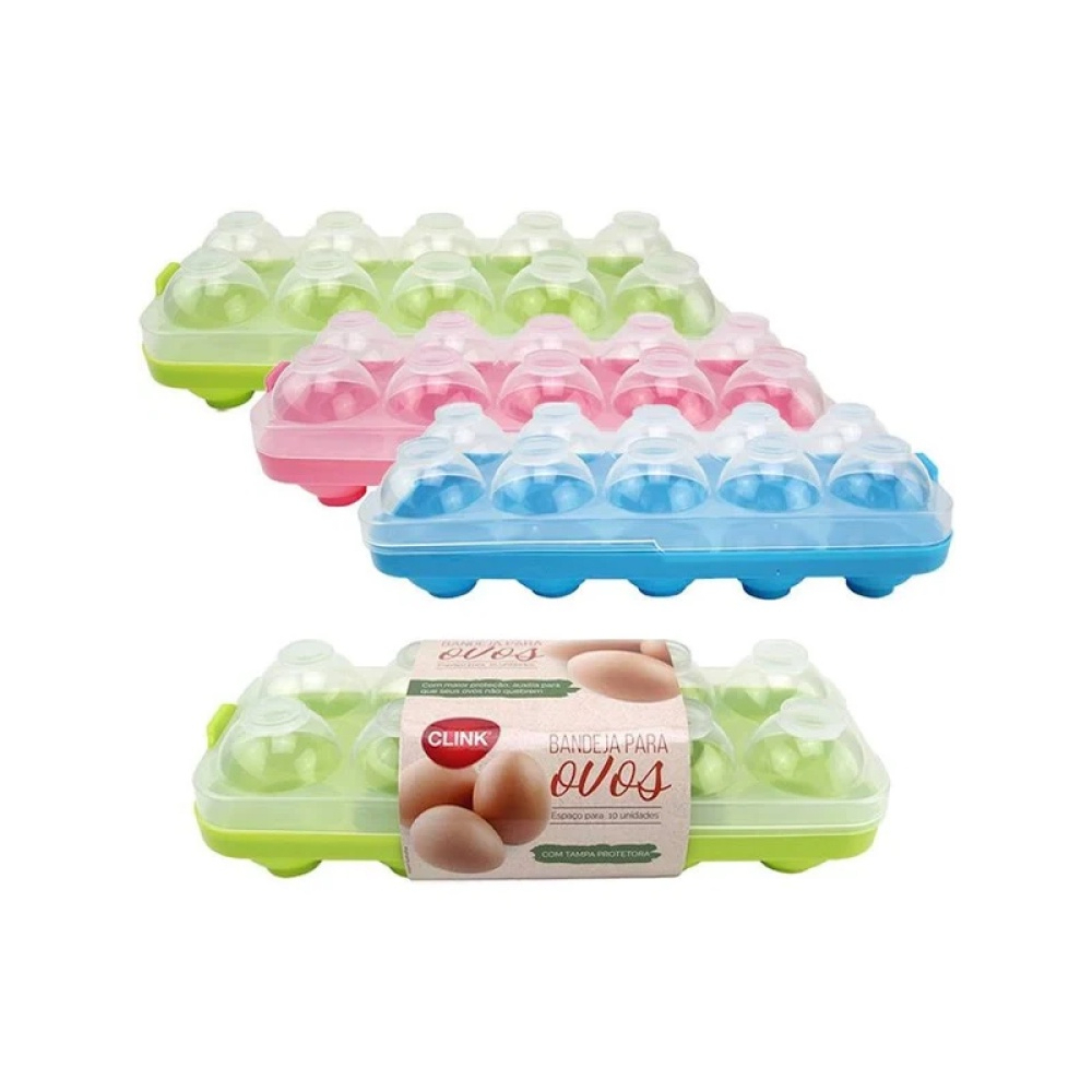 Bandeja De Plástico Com Tampa Porta Ovos Com 10 Divisórias Em Organizador e Geladeira Para Cozinha