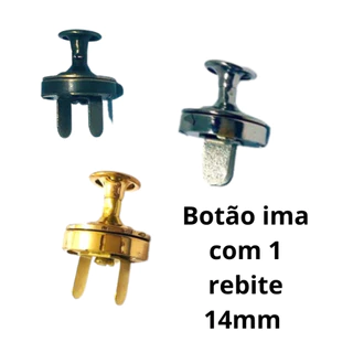 Kit 10 un. Botão ímã magnético imantado com 1 rebites 14mm pequeno Pacote com 10 pares completos de prata latonado ouro velho ouro