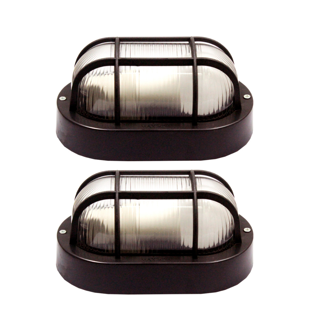 Kit 2 Luminária Arandela Tartaruga Externa Com Grade E27 Preta