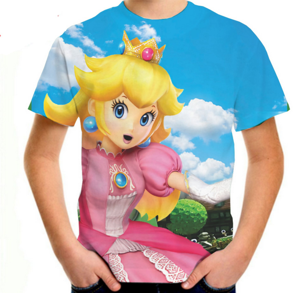 Camisa Masculina Camiseta Feminina Feminina Princesa Peach Super Mario  Nintendo Game Geek Personalizada SMB10