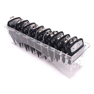Kit 8 Pentes Especiais mais 2 Degrade Com Clip Trava De Metal Para Maquina de Corte Para Maquina Wahl com Suporte Acrílico