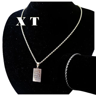 Corrente masculina de aço inoxidável Prata/Dourado com pingente de Placa Tudo posso não vai desbotar