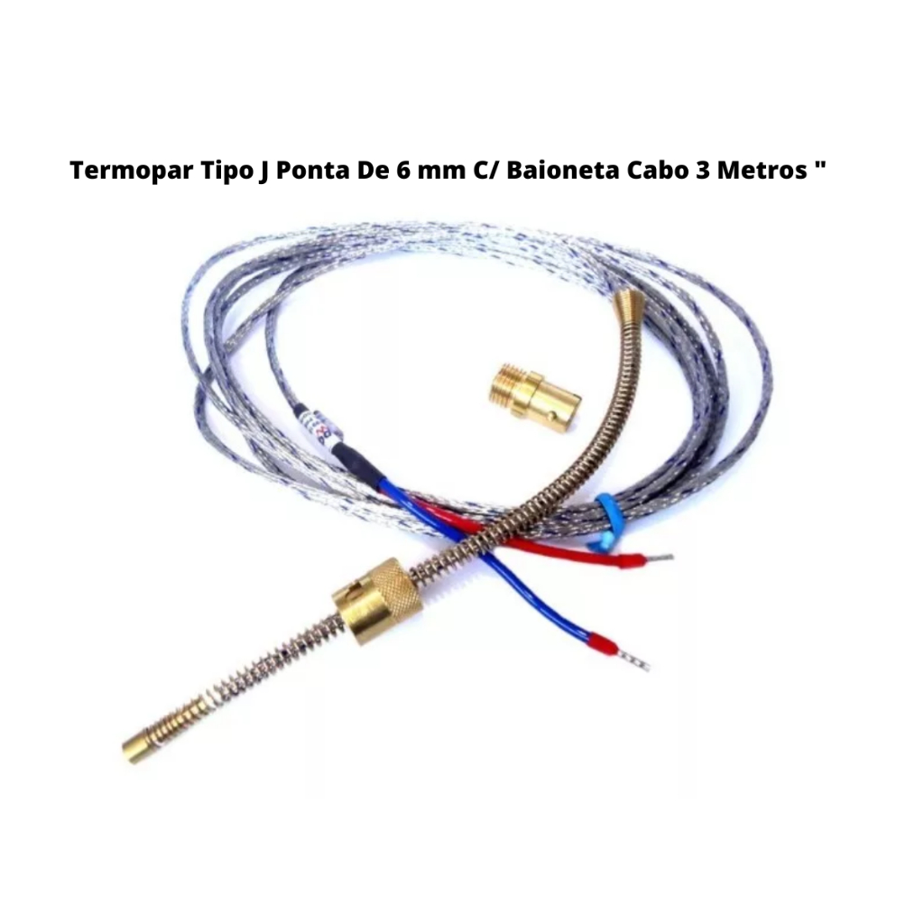 Termopar Tipo J Completo Com Adaptador 6 Mm Cabo Malha 3 Mt Shopee Brasil 6255