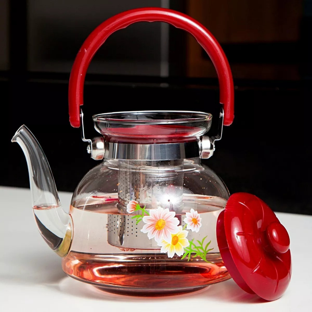 Chaleira Cafeteira 1,4L Vidro Vai ao Fogo Com Infusor Inox Moderna Luxuosa Chá Café Envio Rápido