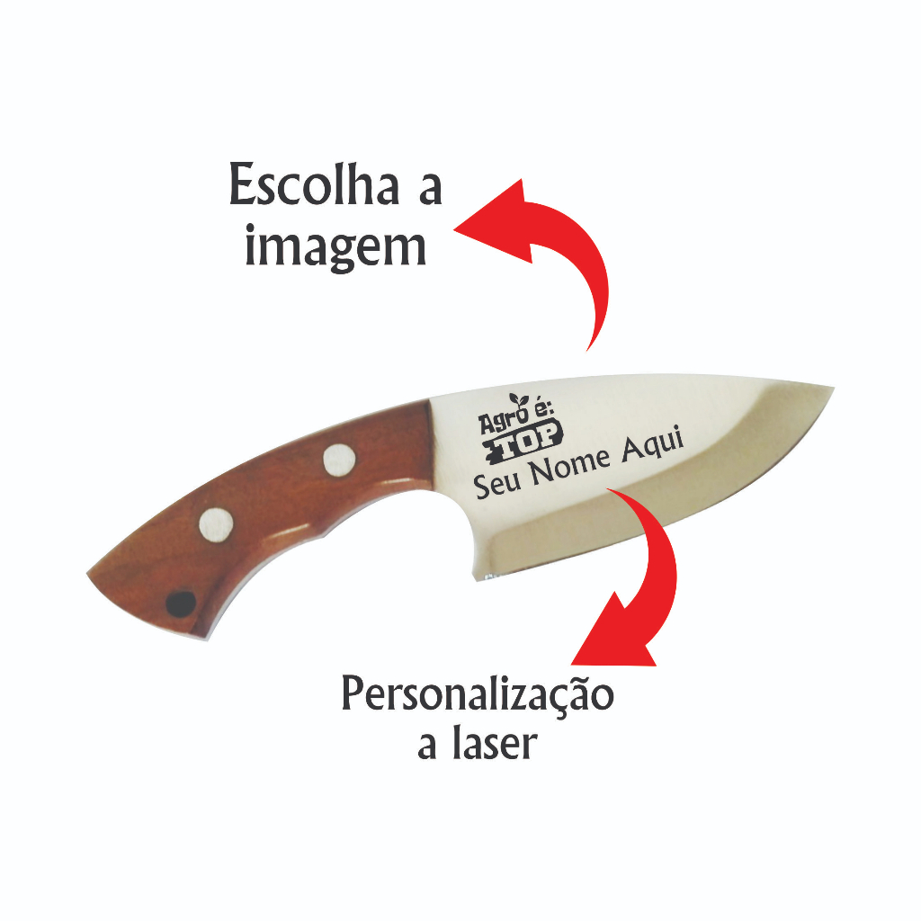 Mini faca Campeira Aço Inox Barretos Gravada seu nome a laser