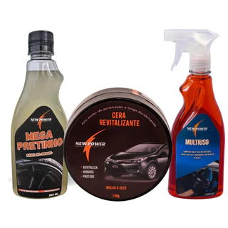 Cera Revitalizadora + Mega Pretinho Brilho mais Intenso + Multiuso limpeza interna - Linha Completa
