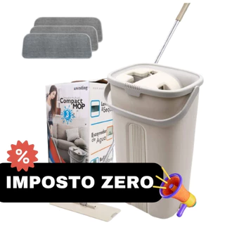 Mop Limpador Flat Balde Rodo Multiuso 360° 7 Litros Compact com 3 Refis Limpeza Westing - By Bsmix