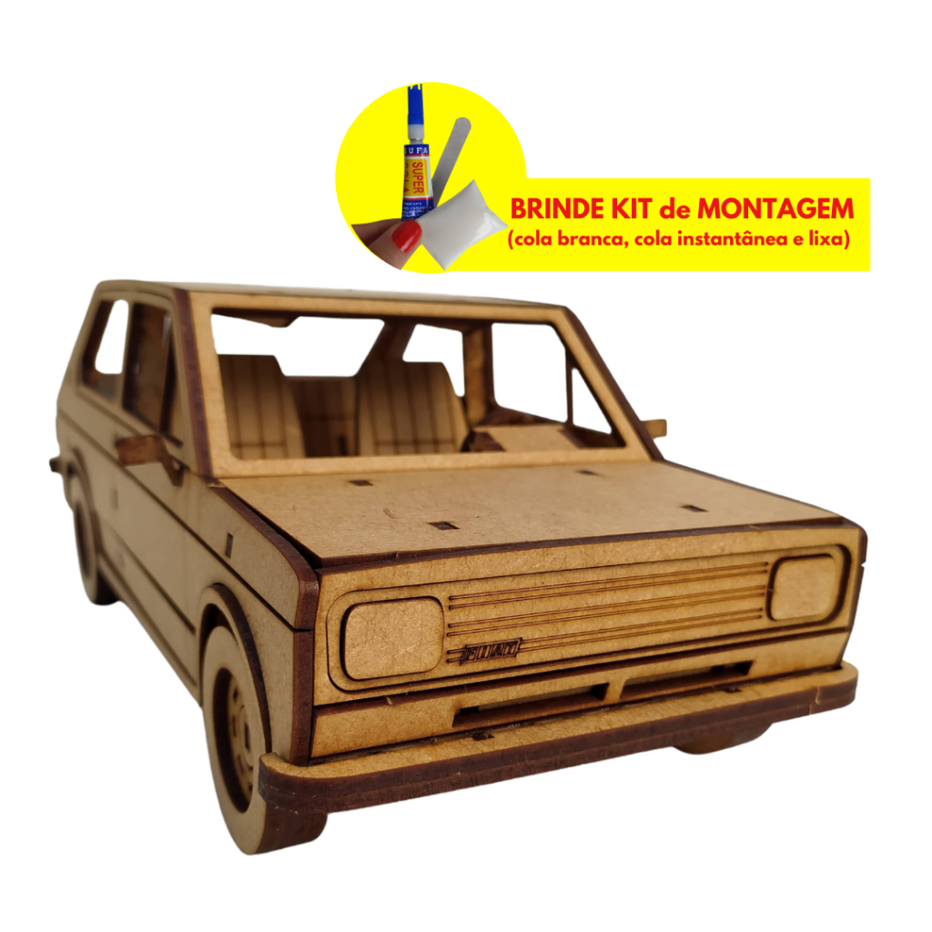 Quebra Cabeça 3d Montável Miniatura carro Fiat 147 mdf 3mm