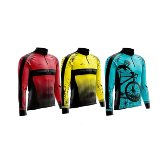 Camisa Ciclismo MTB Bpbtti Masculina - Manga Longa Com 3 Bolsos Traseiros E Zíper