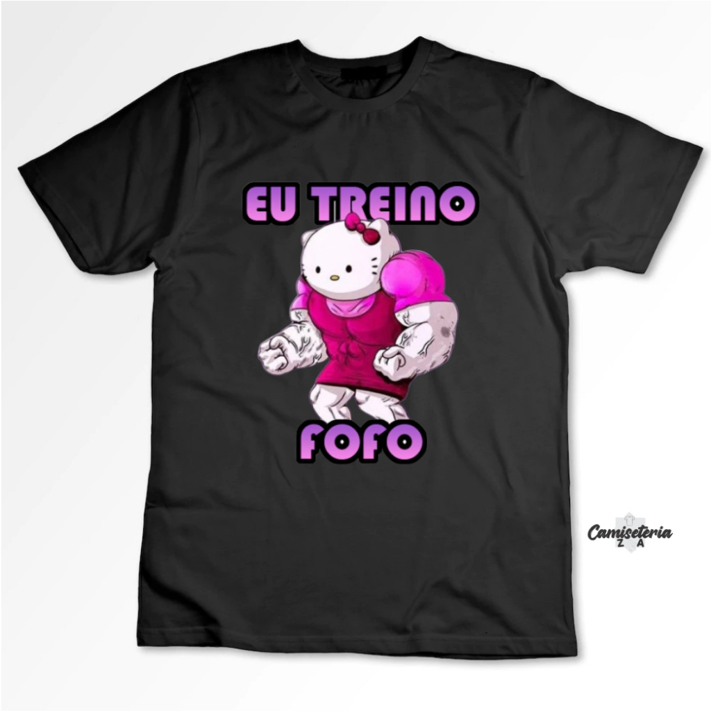 Camiseta eu treino fofo hello kitty maromba fitness