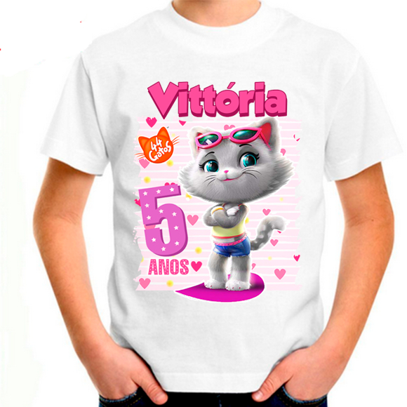 Camiseta Personalizada Gatinha Milady 44 gatos Infantil Adulto