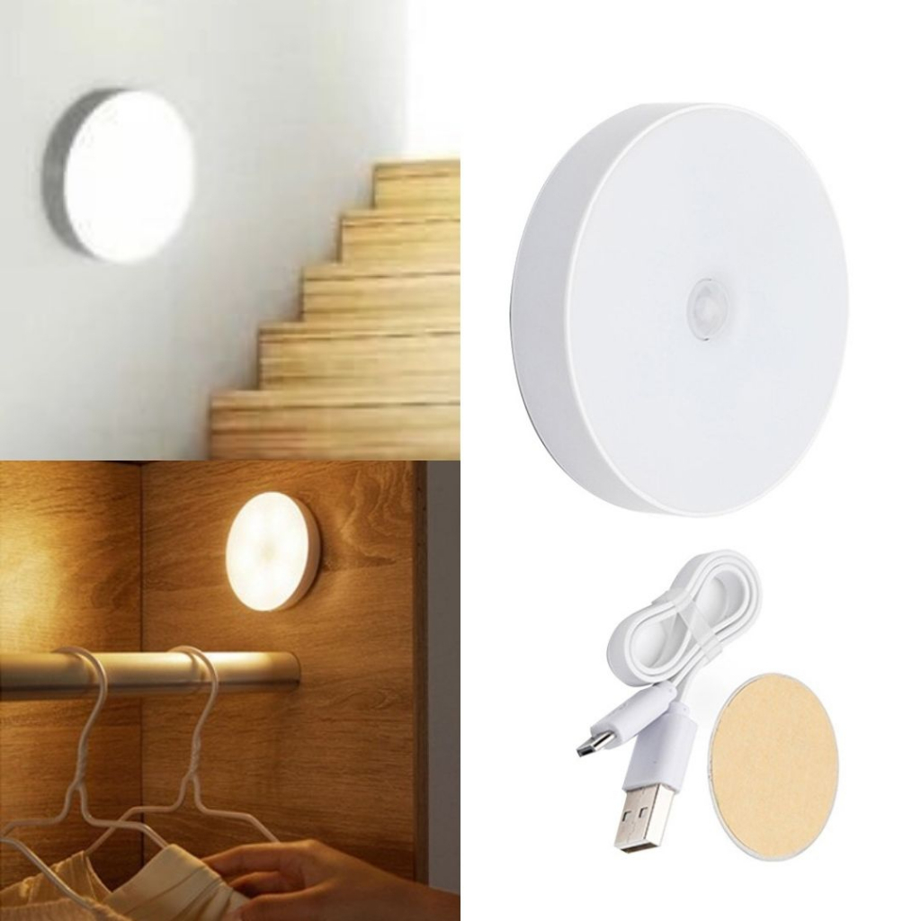 Luminária Sensor De Presença e Movimento Led Luz Branca Fria e Branco Quente Sem Fio - Recarregável USB - TOP