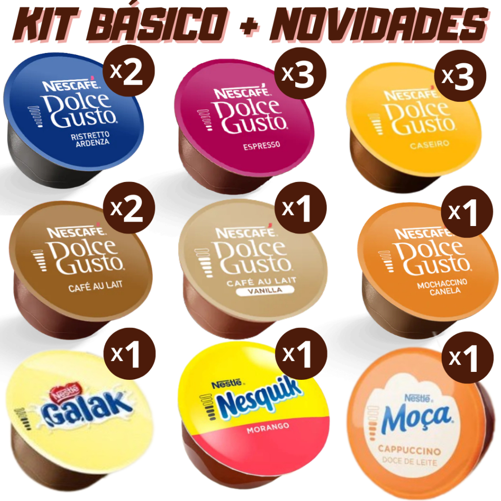 Kit de Cápsulas Dolce Gusto Básico + Novidades Galak + Nesquik + Moça