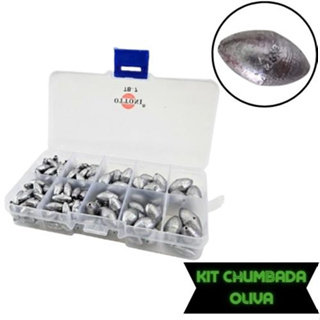 Kit de Pesca Chumbadas Oliva Diversas Com Estojo Organizador