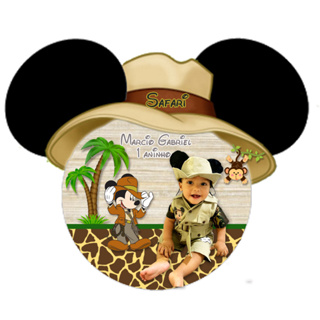 Imã de Geladeira com Recorte Especial Personalizados Tema Mickey Safari kit com 10 unidades