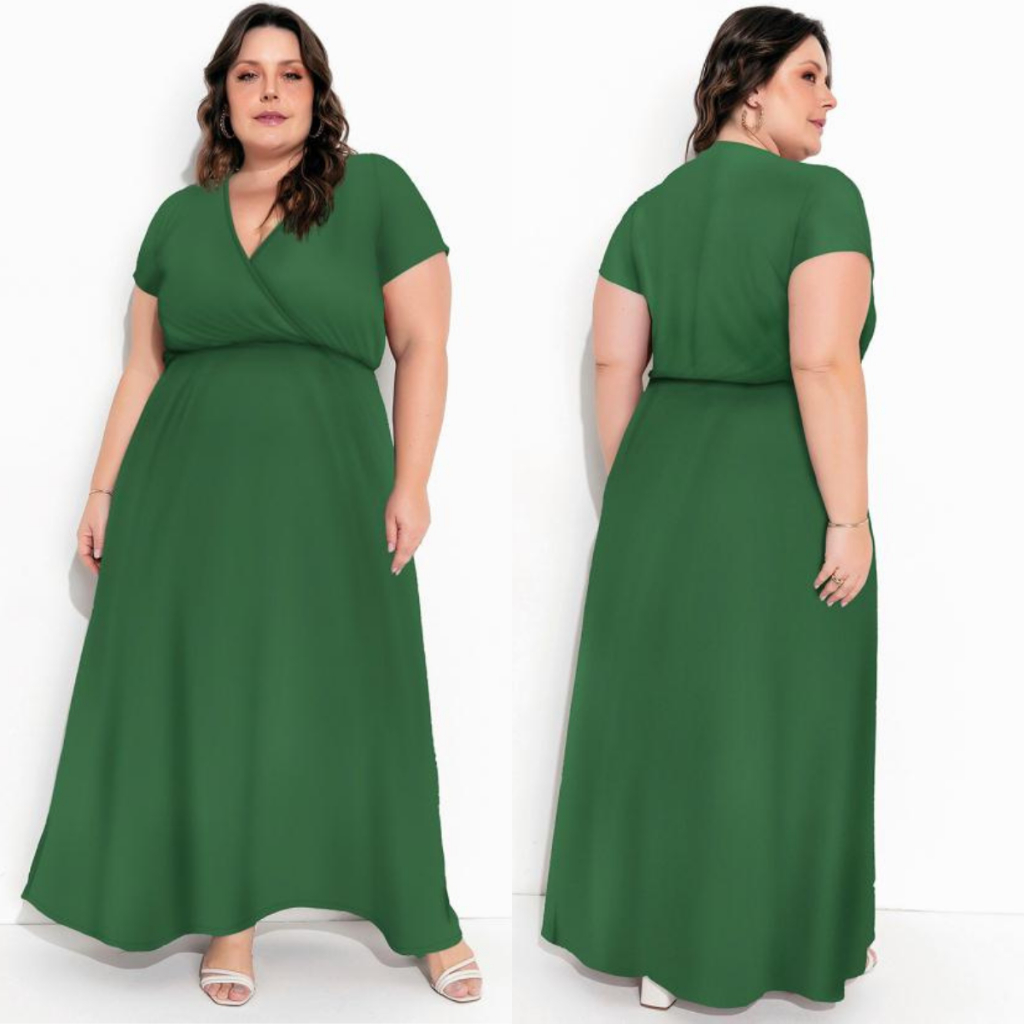 Vestido Transpassado Floral Manga Longa Plus Size 201300 OBJETO BRASIL