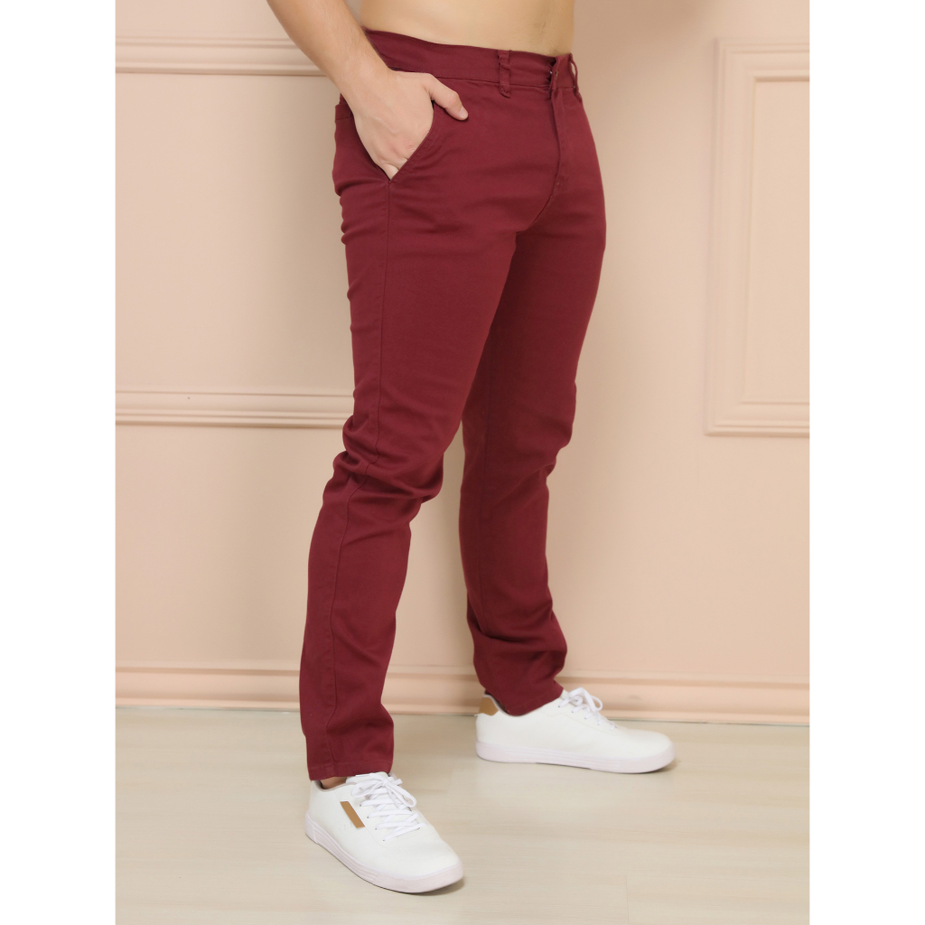 Calça sarja vermelha store masculina