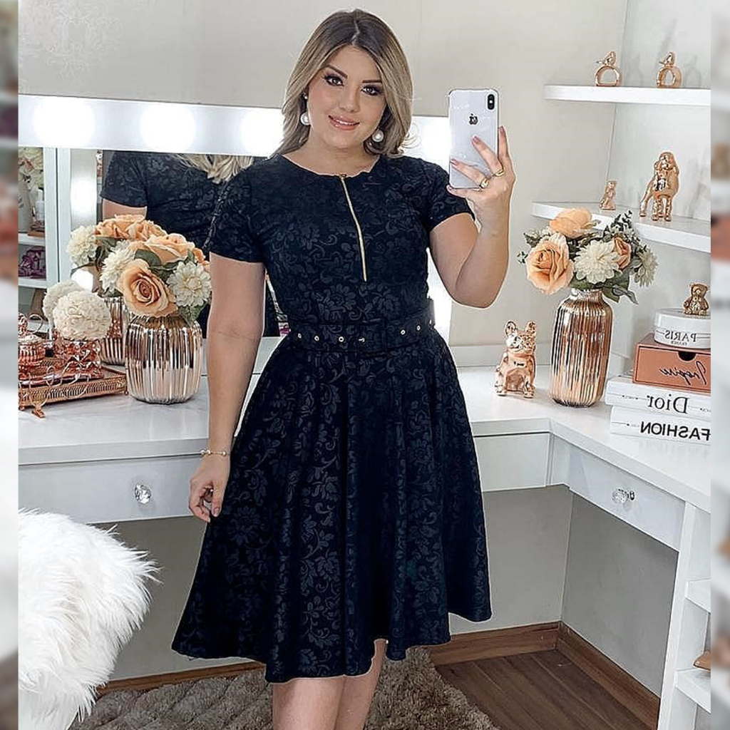 Moda Evangelica Vestido Midi Com Ziper Na Frente Vestido Feminino