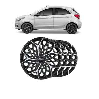 Jogo 4 Calota Moove Aro 14 Preta/Prata Ford Ka Fiesta Focus