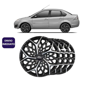 Jogo 4 Calota Aro 14 Moove Preto/Prata Ford Fiesta Focus Ka Versailles 4053