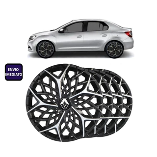 Jogo 4 Calotas Aro 14 Moove Black Silver Renault Sandero Logan