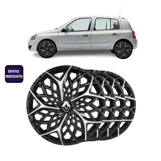 Jogo 4 Calota Moove Aro 14 Preta/Prata Renault Clio