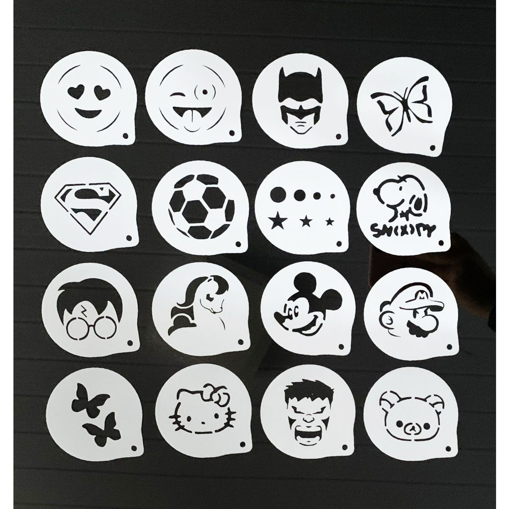 16 Stencil 5cm Molde Pintura Facial Rosto decorar café | Shopee Brasil