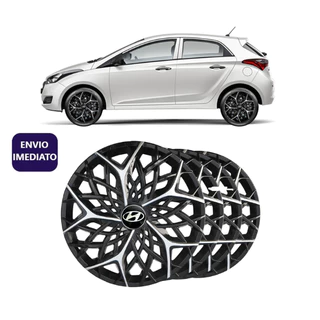 Kit 4 Carlota Esportiva Aro 14 Preta/Prata Hb20 Moove
