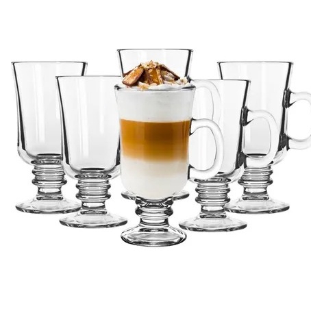 Jogo de 6 Taças 250ml Grandes Canecas Xicaras para Café Cappuccino, Leite, Chocolate Quente