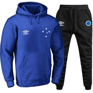 Kit Moletom Cruzeiro Casaco + Calça Blusa De Frio Lançamento 2023 Times Brasileirão Conjunto Ref C8R